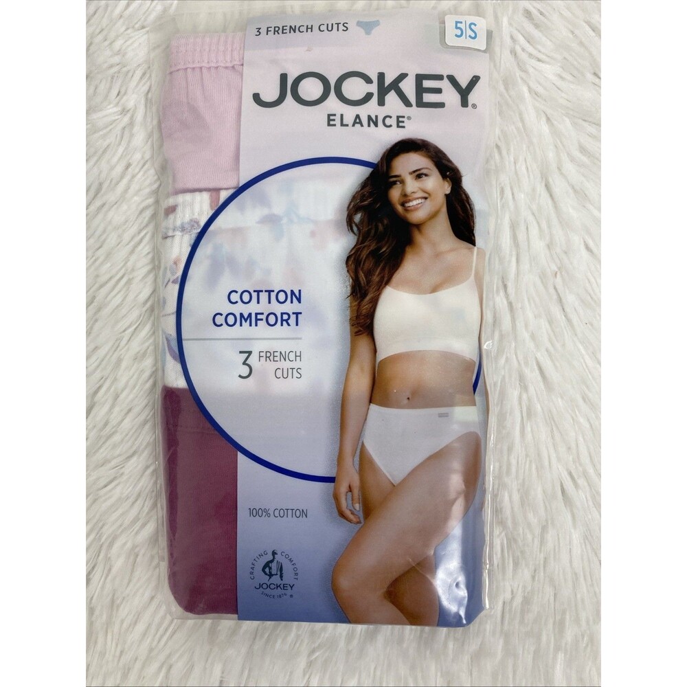 Jockey Elance French Cut Underwear Size S Women’s Cotton Comfort 3pk Pink Floral - Picture 4 of 10